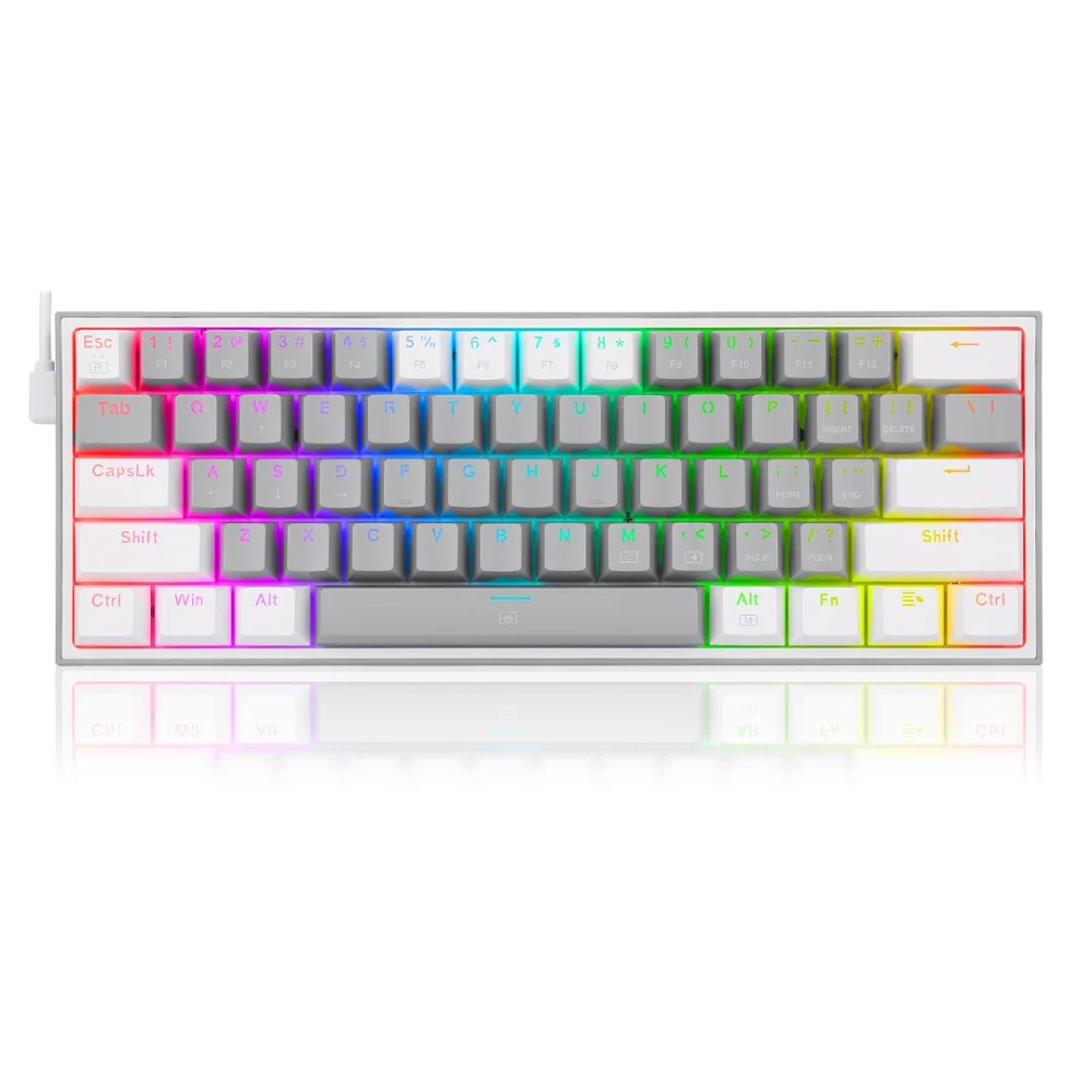 کیبورد گیمینگ ردراگون مدل K617 FIZZ، سوییچ مکانیکال قرمز، Tenkeyless، نورپردازی Grey&White RGB