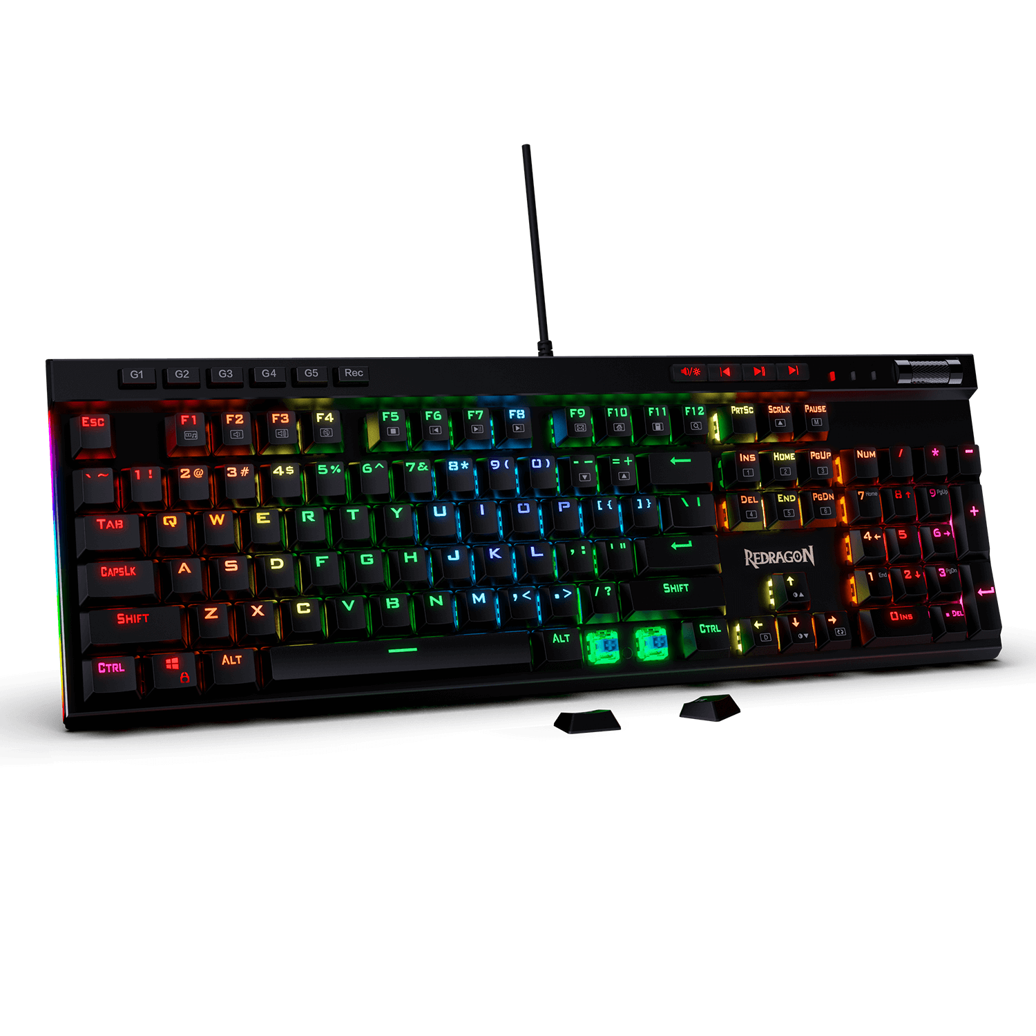 کیبورد مکانیکال گیمینگ Redragon VATA K580 RGB | دارای 5 کلید ماکرو، سوئیچ آبی و نورپردازی RGB — تصویر ۵