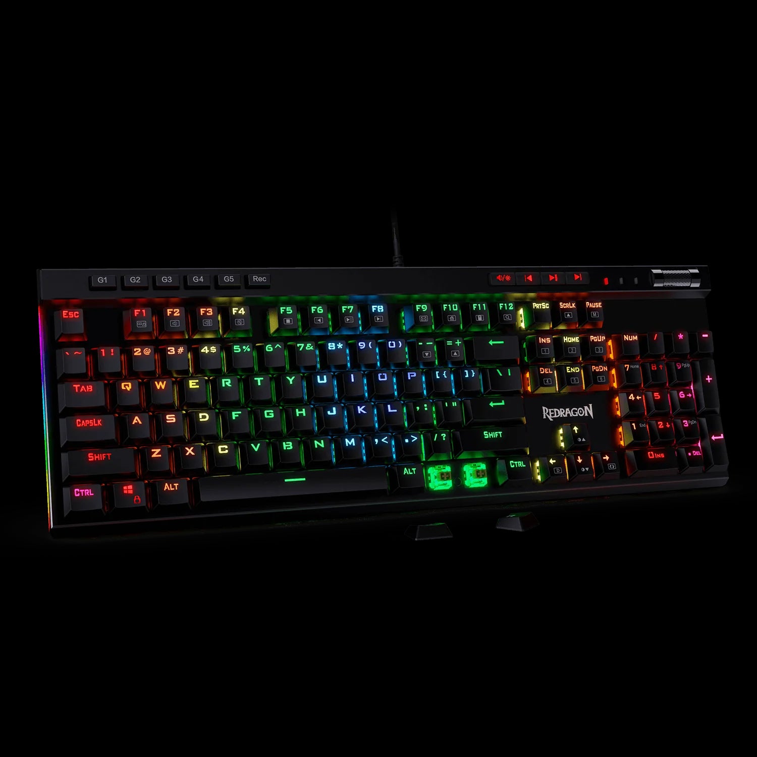 کیبورد مکانیکال گیمینگ Redragon VATA K580 RGB | دارای 5 کلید ماکرو، سوئیچ آبی و نورپردازی RGB — تصویر ۶