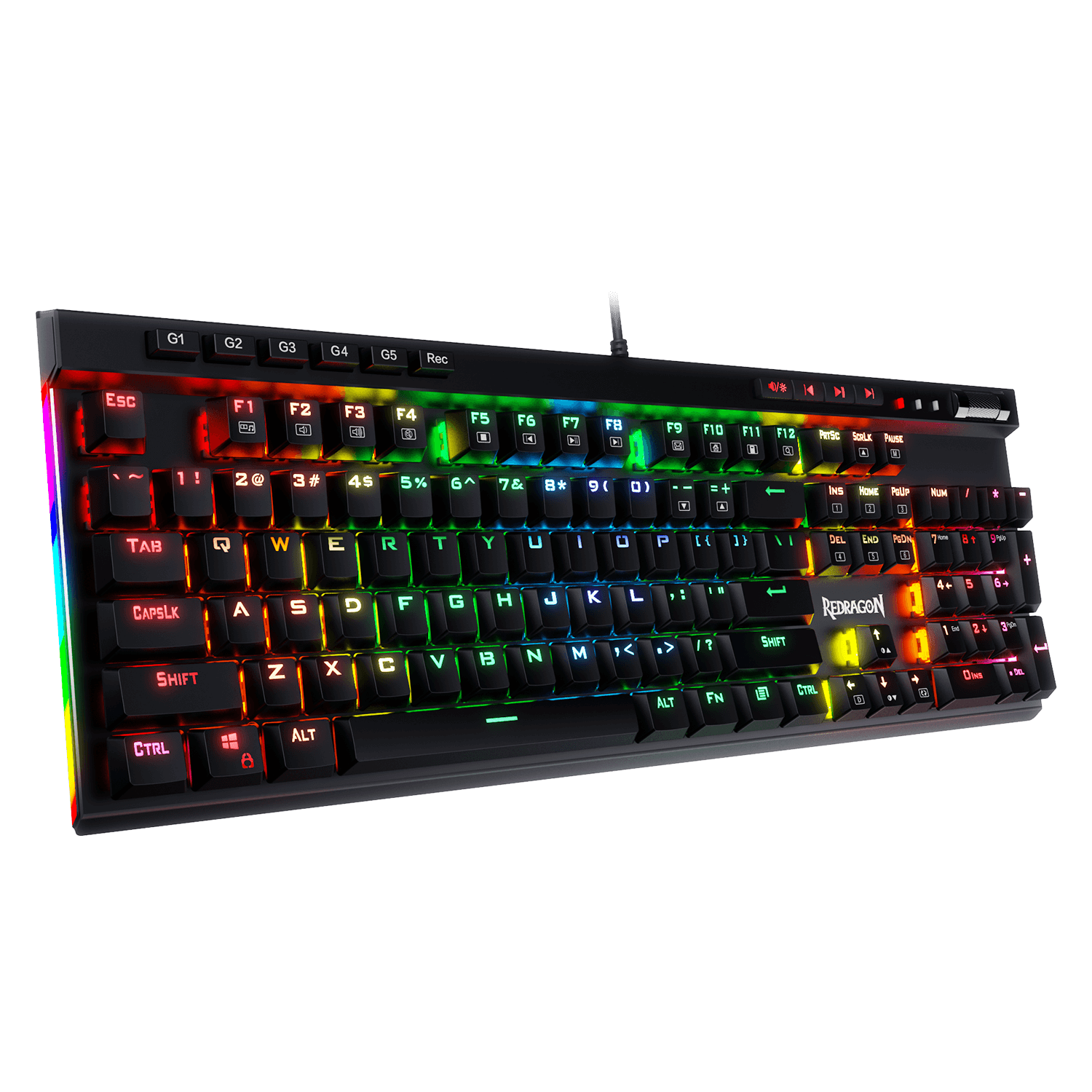 کیبورد مکانیکال گیمینگ Redragon VATA K580 RGB | دارای 5 کلید ماکرو، سوئیچ آبی و نورپردازی RGB