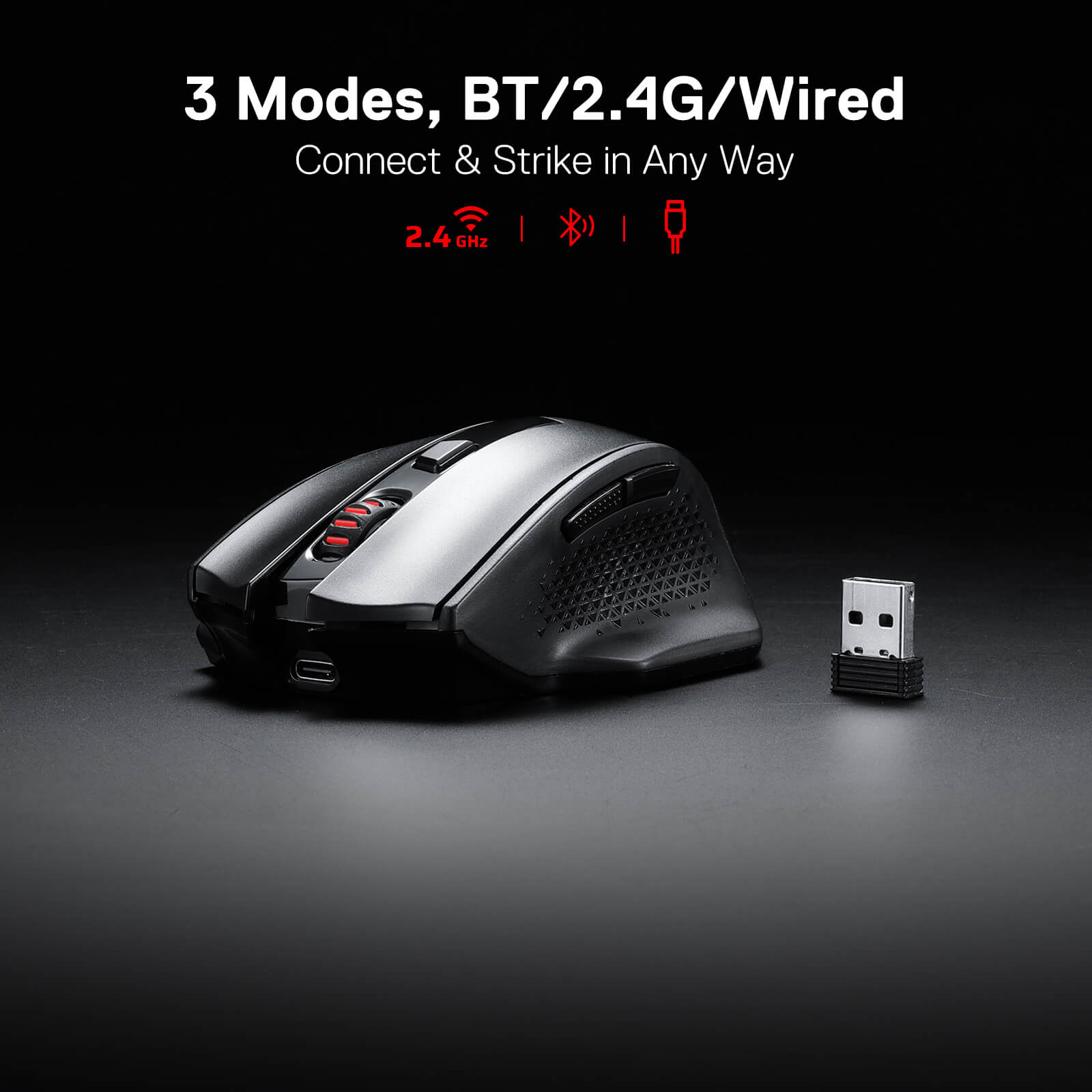 ماوس گیمینگ بی‌سیم Redragon WOKI M994 | سنسور PAW3395، اتصال سه‌حالته و DPI تا 26000 — تصویر ۴