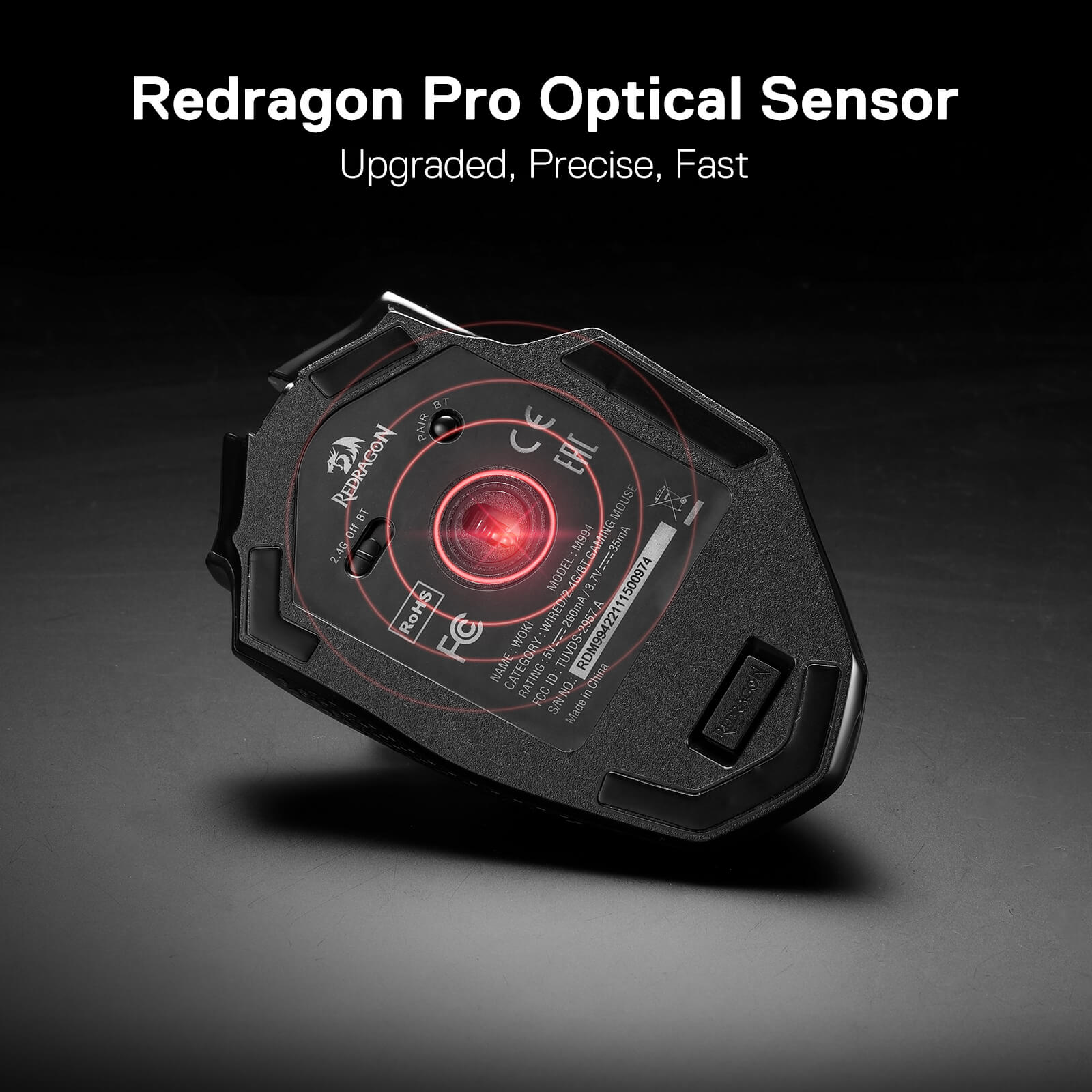 ماوس گیمینگ بی‌سیم Redragon WOKI M994 | سنسور PAW3395، اتصال سه‌حالته و DPI تا 26000 — تصویر ۵