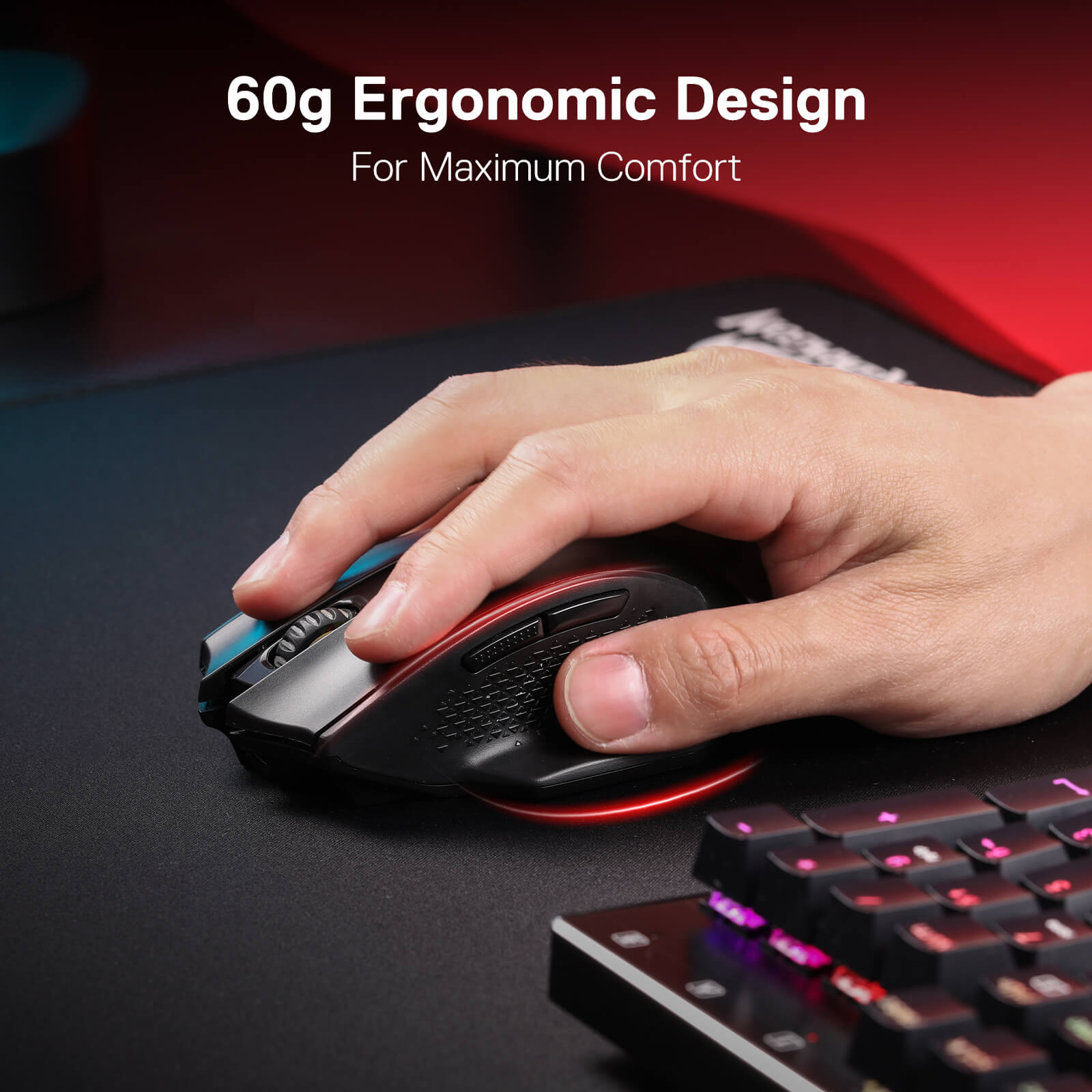 ماوس گیمینگ بی‌سیم Redragon WOKI M994 | سنسور PAW3395، اتصال سه‌حالته و DPI تا 26000 — تصویر ۷