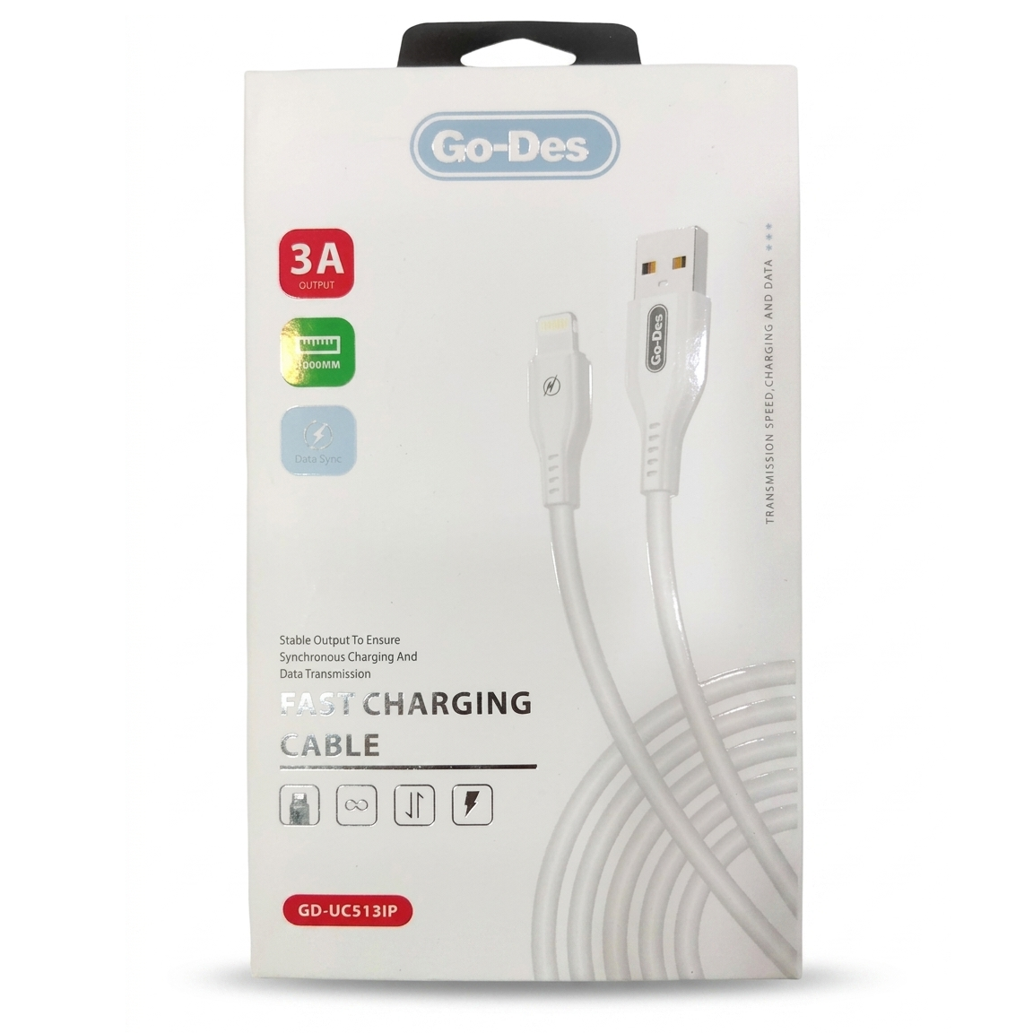 کابل شارژ و انتقال داده Lightning Go-Des GD-UC513IP | کابل فست شارژ 3 آمپر آیفون — تصویر ۲