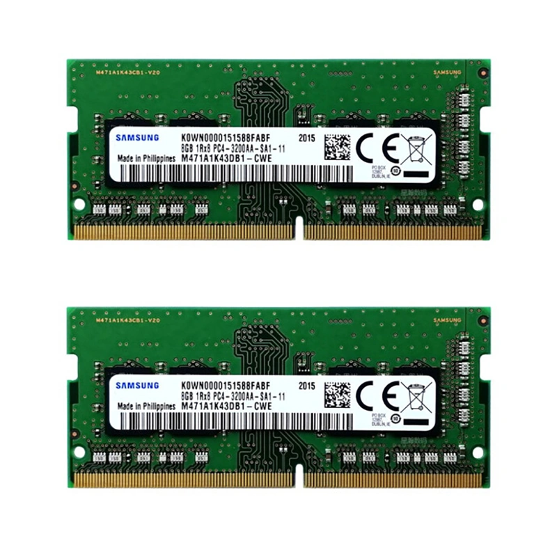 رم لپ‌تاپ (2×8) 16 گیگابایت DDR4 سامسونگ مدل PC4-2666V با تایمینگ 2666 مگاهرتز و ماژول SO-DIMM تک کاناله