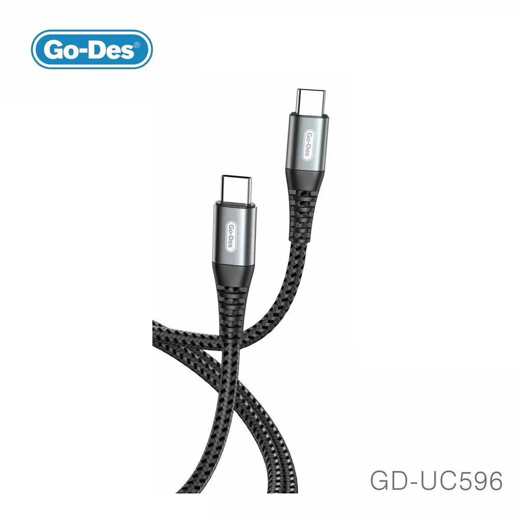 کابل شارژ سریع Type-C به Type-C Go-Des GD-UC596 | کابل PD 60W با طول 2 متر برای لپ‌تاپ، تبلت و موبایل