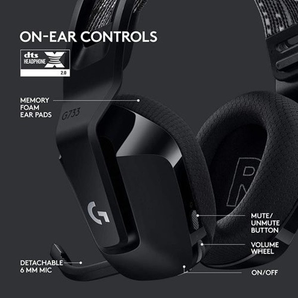 هدست لاجیتک مدل G733 LIGHTSPEED RGB BLACK — تصویر ۶