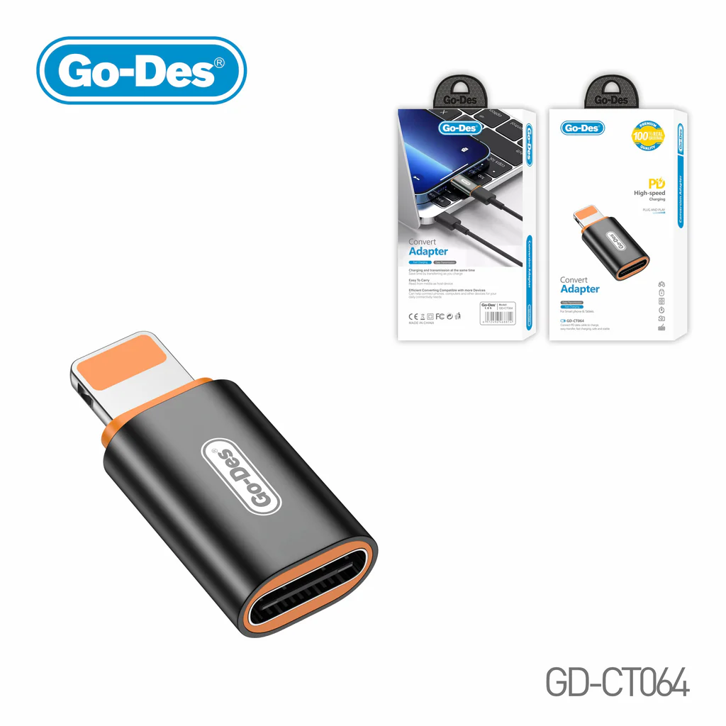 مبدل Type-C به Lightning گو-دس مدل Go-Des GD-CT064 | تبدیل USB-C به لایتنینگ با شارژ سریع PD20W و پشتیبانی از صدا — تصویر ۳