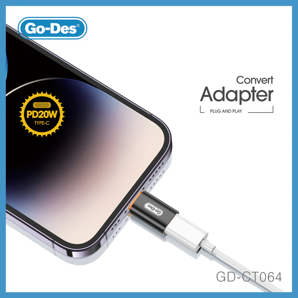 مبدل Type-C به Lightning گو-دس مدل Go-Des GD-CT064 | تبدیل USB-C به لایتنینگ با شارژ سریع PD20W و پشتیبانی از صدا — تصویر ۴