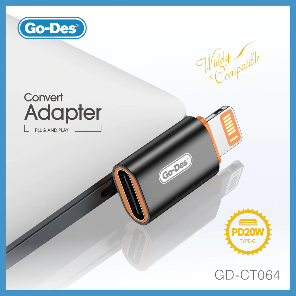 مبدل Type-C به Lightning گو-دس مدل Go-Des GD-CT064 | تبدیل USB-C به لایتنینگ با شارژ سریع PD20W و پشتیبانی از صدا — تصویر ۵