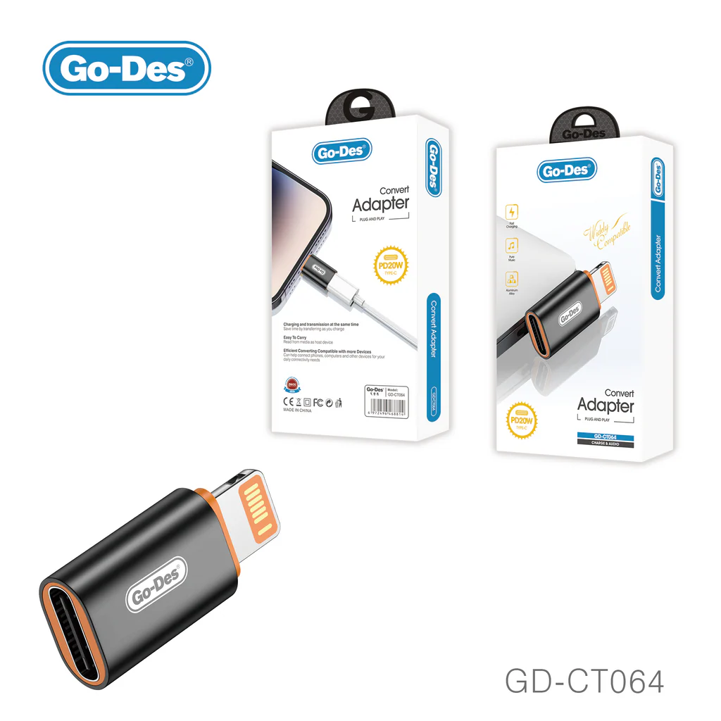 مبدل Type-C به Lightning گو-دس مدل Go-Des GD-CT064 | تبدیل USB-C به لایتنینگ با شارژ سریع PD20W و پشتیبانی از صدا — تصویر ۶