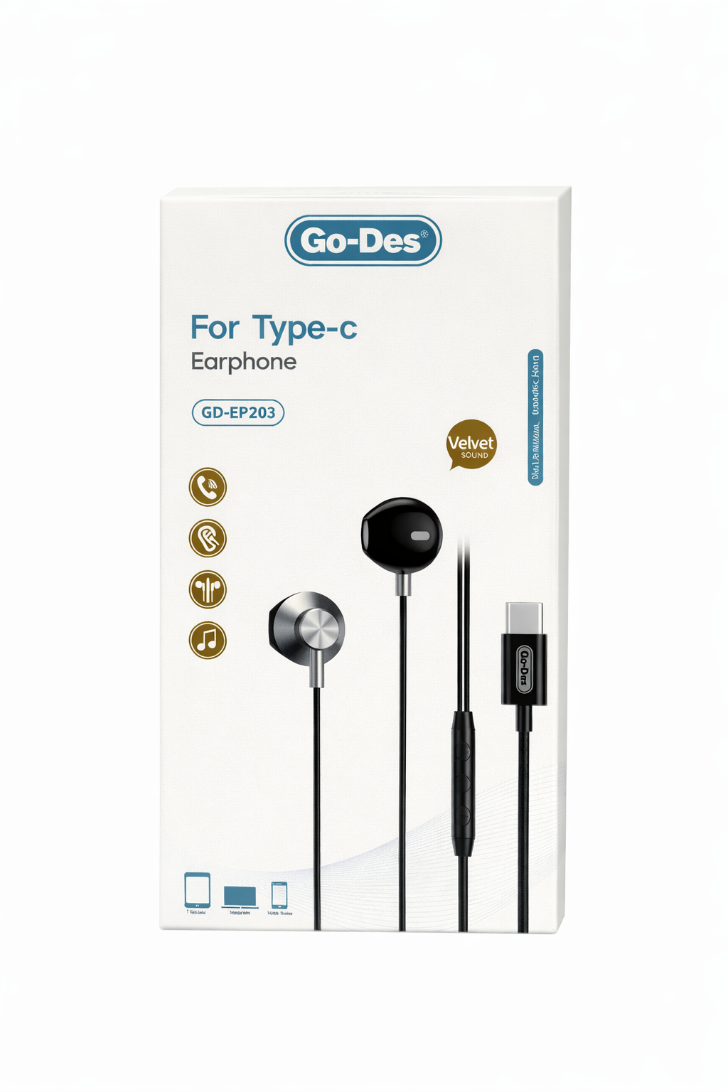 هدفون سیمی فلزی Type-C گو-دس مدل Go-Des GD-EP203 با میکروفون داخلی — تصویر ۴