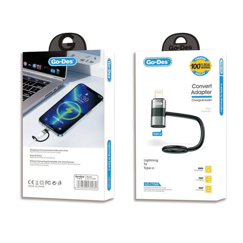مبدل Go Des GD-CT068 لایتنینگ به Type-C با شارژ سریع و انتقال داده پرسرعت — تصویر ۴