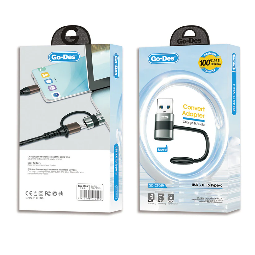 مبدل Go Des GD-CT069 USB 3.0 به Type-C با شارژ سریع و انتقال داده پرسرعت — تصویر ۵