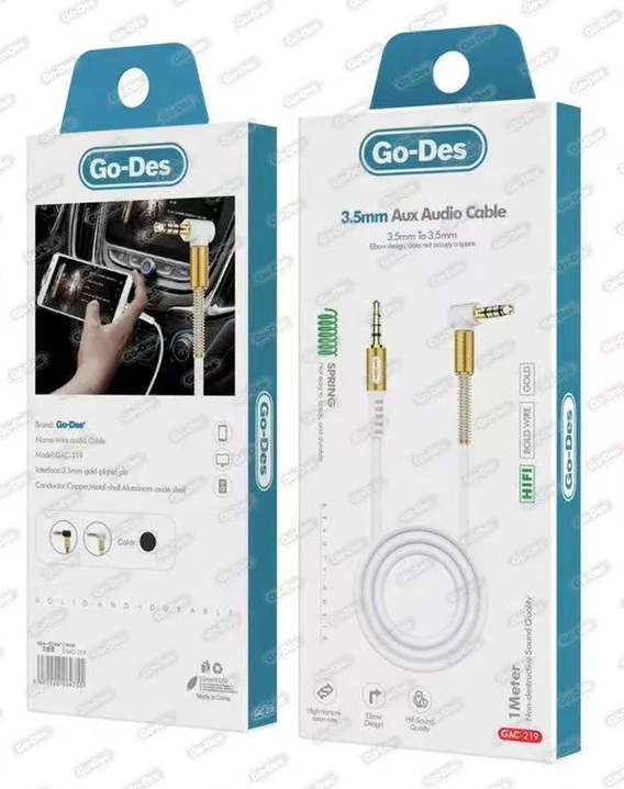 کابل AUX صوتی Go-Des مدل GAC-101 | کابل انتقال صدا جک 3.5mm دو سر فلزی با روکش مقاوم — تصویر ۶