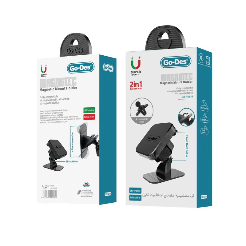 پایه نگهدارنده مغناطیسی گوشی خودرو Go-Des مدل GD-HD635 با چرخش 360 درجه و نصب آسان — تصویر ۳