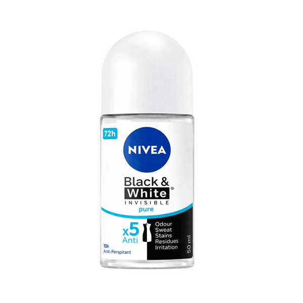 رول ضد تعریق زنانه نیوا مدل black & white invisible pure Roll 72h