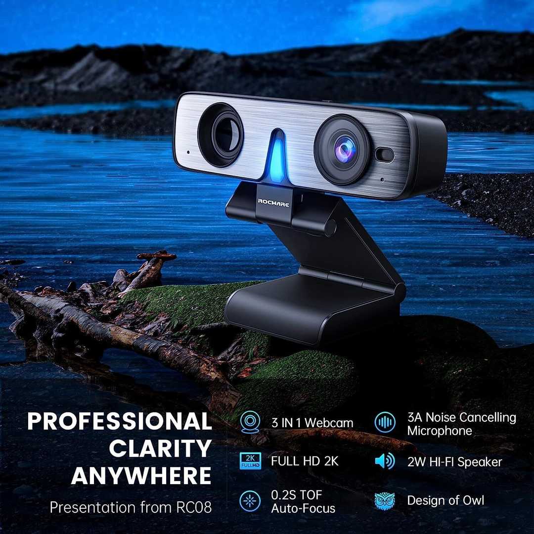وب کم راک ویر مدل 2K VIDEO SOUNDBAR WITH SPEAKER — تصویر ۴