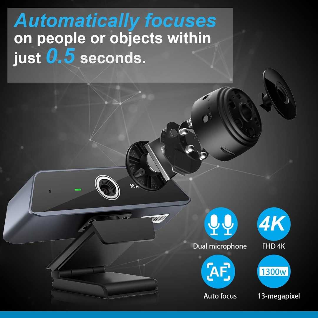 وب کم مکس هوب مدل 4K AI 13MP Auto Focus — تصویر ۶