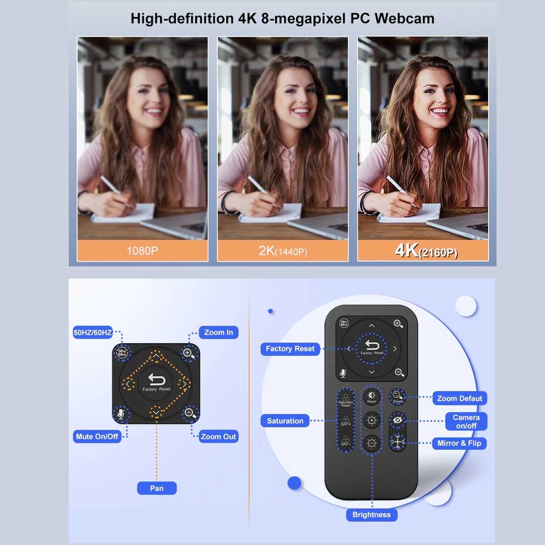 وب کم مدل 4K Sony Sensor Remote Control — تصویر ۶