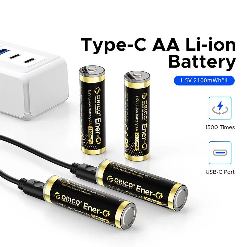 باتری قابل شارژ USB-C اوریکو مدل EG5C‑UN‑4PK‑BP ظرفیت 2100mWh بسته 4 عددی — تصویر ۴