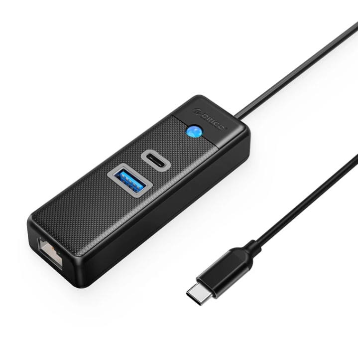 هاب سه پورت USB‑C با خروجی شبکه مدل PWCUR‑C3‑10 — تصویر ۲