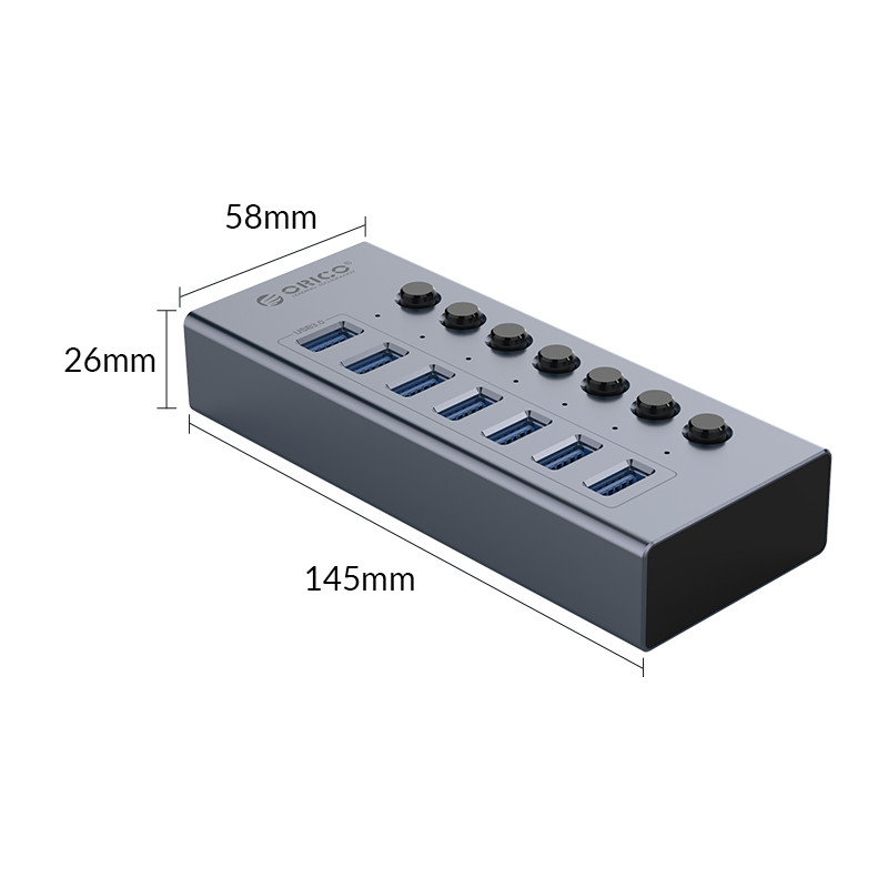 هاب USB3.0 فلزی 7 پورت ORICO BT2U3-7AB — تصویر ۵