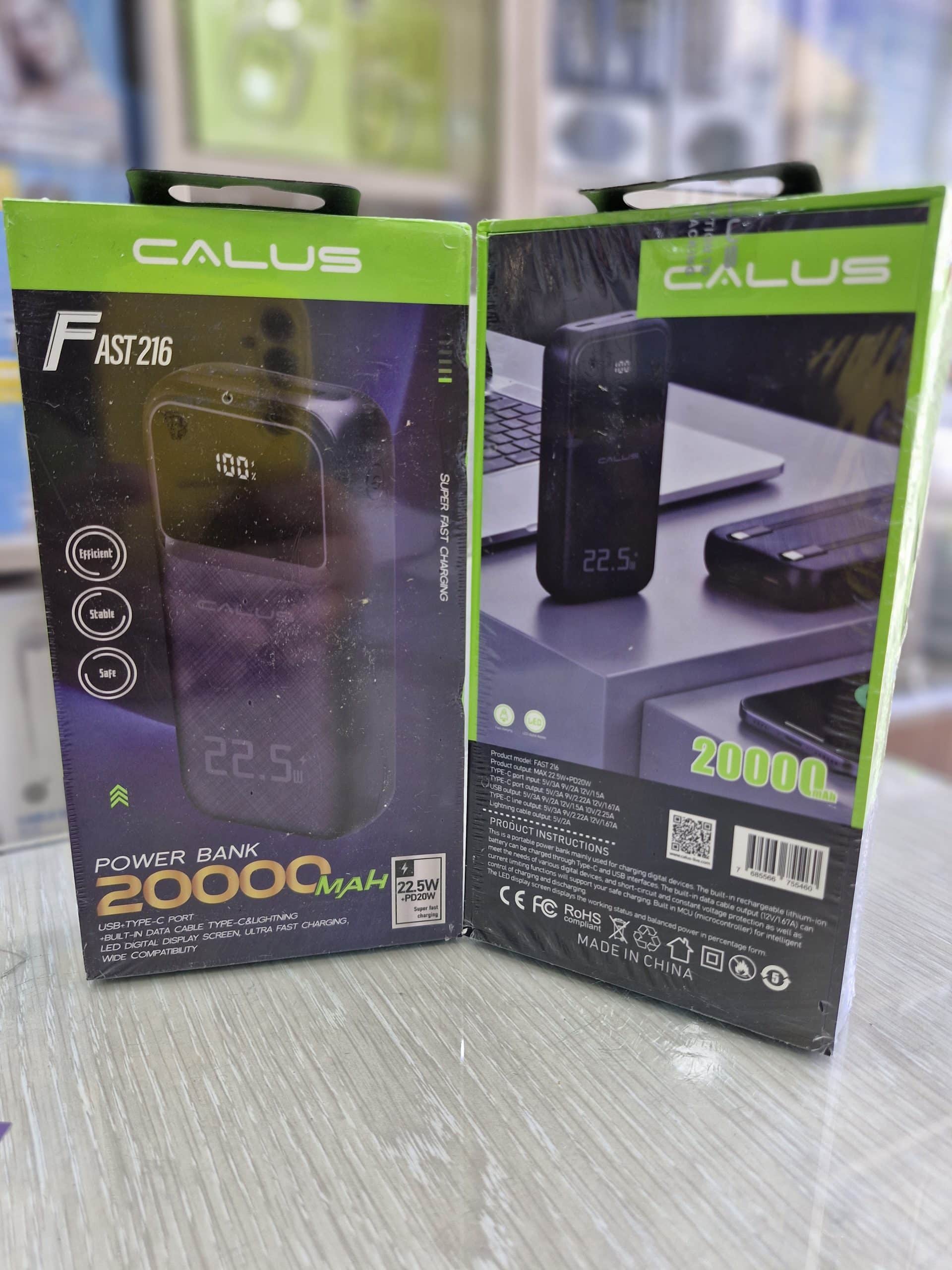 پاوربانک کالوس مدل FAST216 ظرفیت 20000 میلی‌ آمپر ساعت
