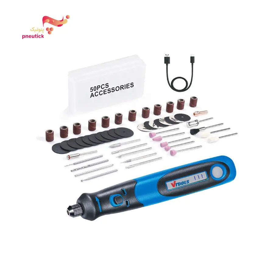 فرز مینیاتوری شارژی Vtools مدل VT1208 | مجموعه ۵۰ عددی | ارسال سریع ✅