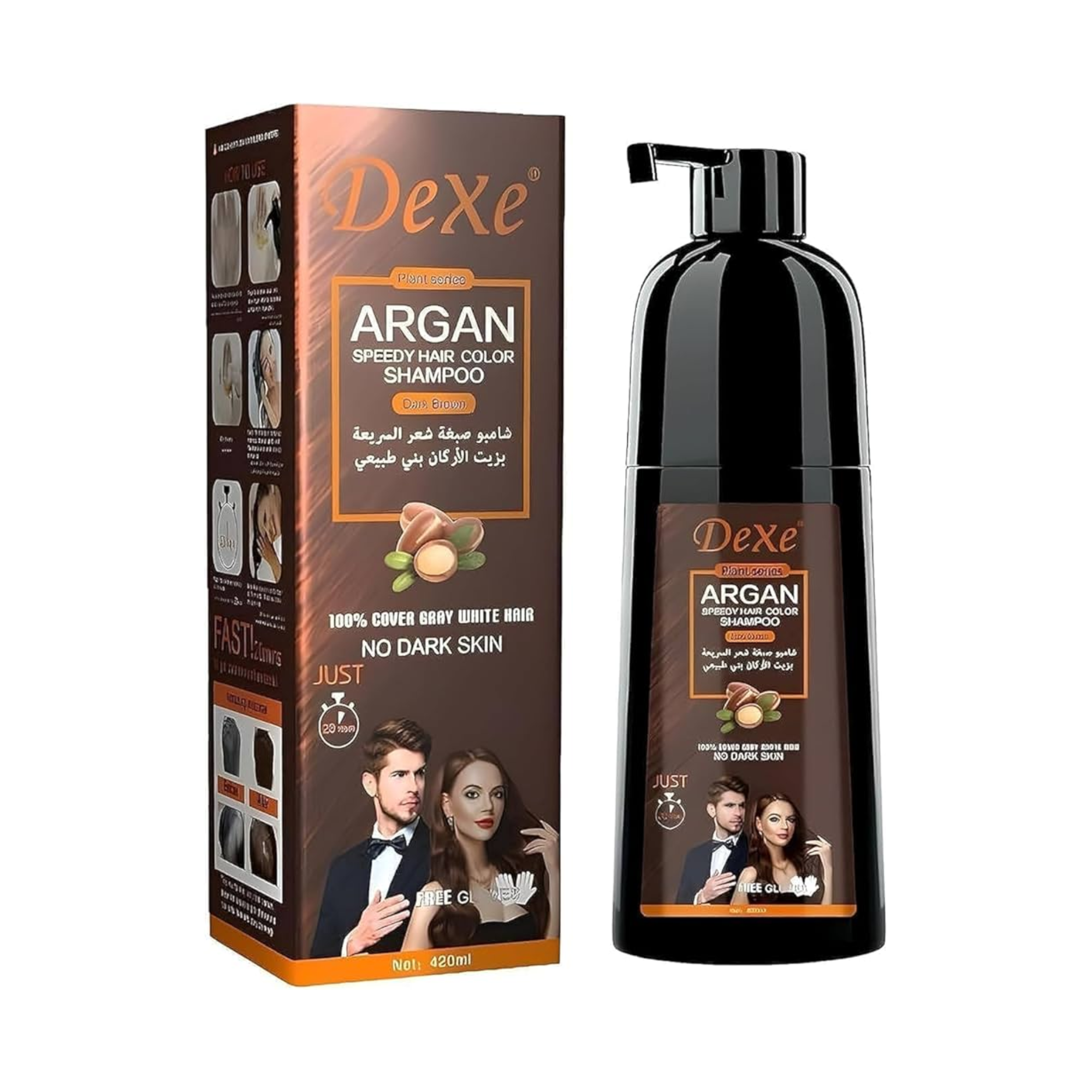 شامپو رنگ مو دکسی Dexe مخصوص انواع مو حجم 420 میلی لیتر (مشکی)