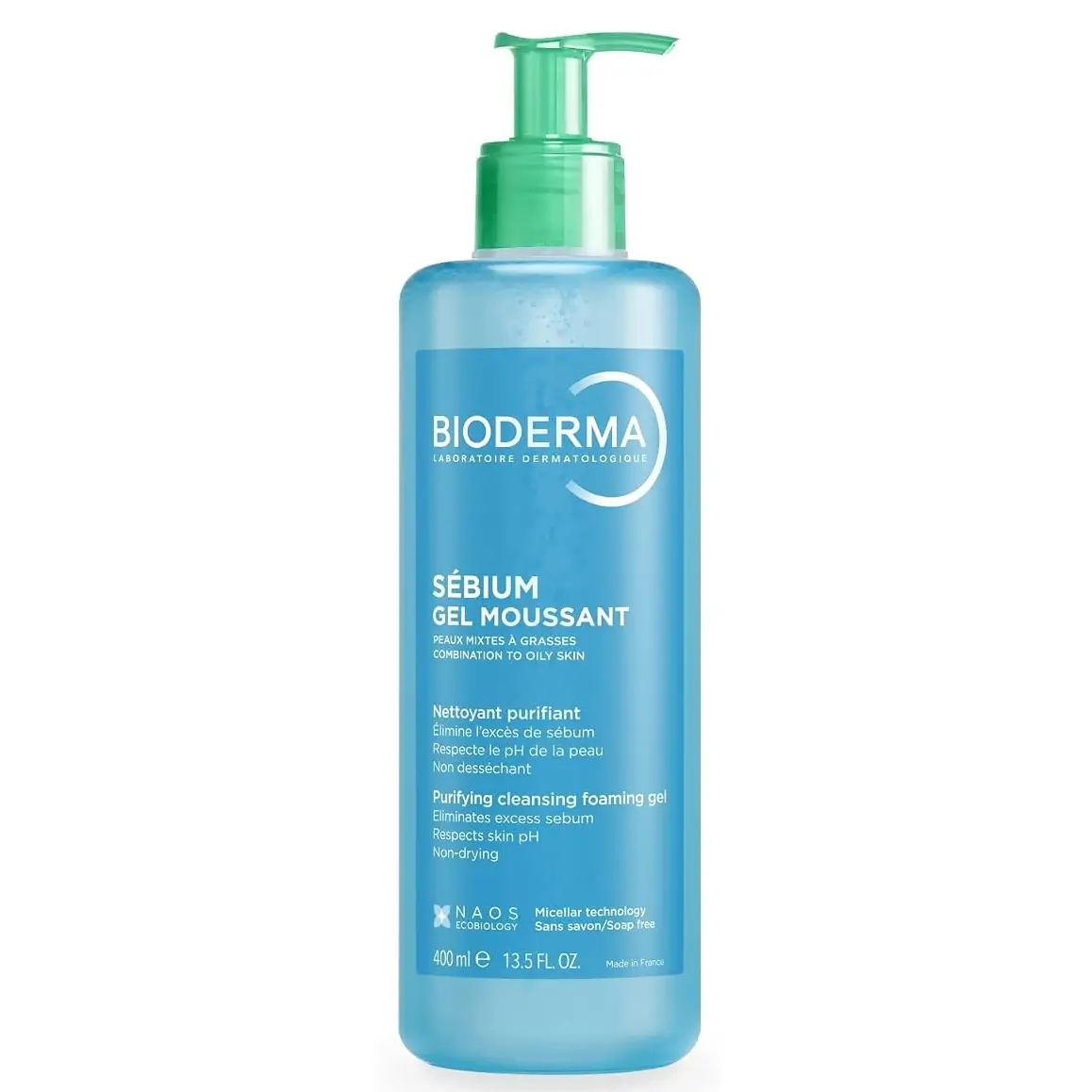 ژل شستشوی صورت بایودرما سبیوم مخصوص پوست چرب و مستعد آکنه 400 میل Bioderma Sebium Gel moussant — تصویر ۲