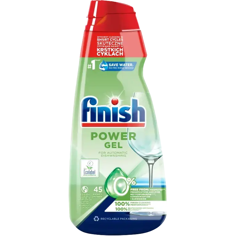 ژل ماشین ظرفشویی فینیش سبز همه کاره بدون فسفات حجم 900 میل Finish Power Gel All in 1
