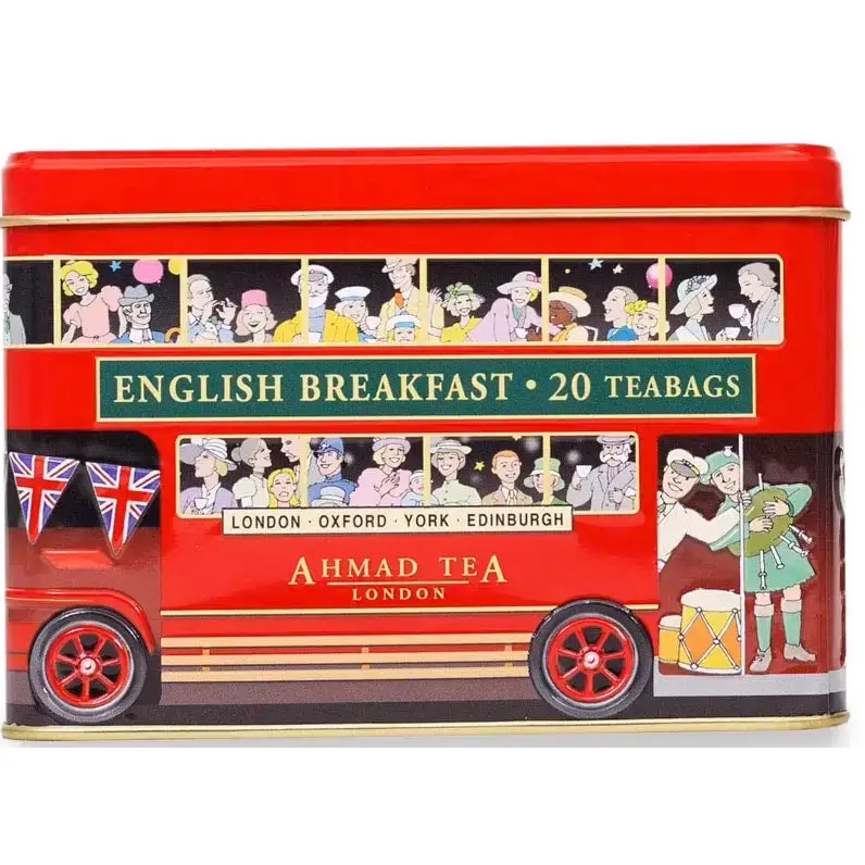 چای کیسه ای احمد قوطی فلزی طرح اتوبوس لندنی قلک‌دار ۲۰ تی‌بگ Ahmad Tea London Bus Tin