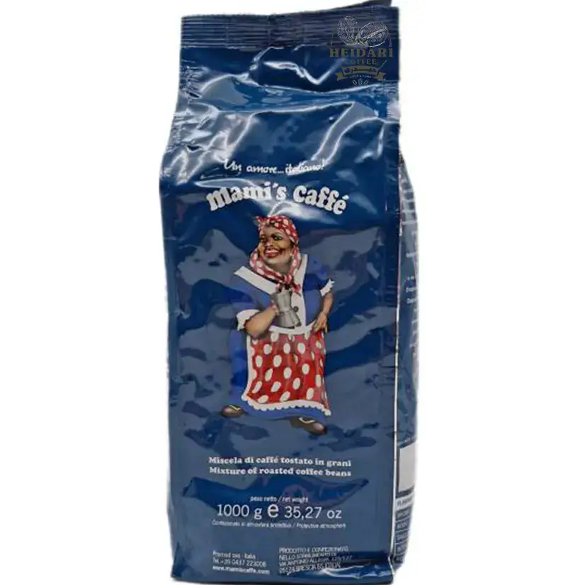 دانه قهوه مامیز کافی آمابیل ۱ کیلوگرم ۸۵٪ روبوستا و 15% عربیکا با کرمای غلیظ Mami’s Caffe Amabile