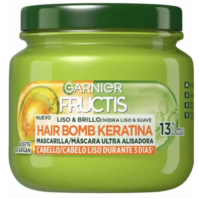 ماسک مو کراتین بمب ضد وز گارنیه حاوی روغن آرگان ۳۲۰ میل Garnier Fructis Sleek & Shine Keratin Hair Bomb Mask
