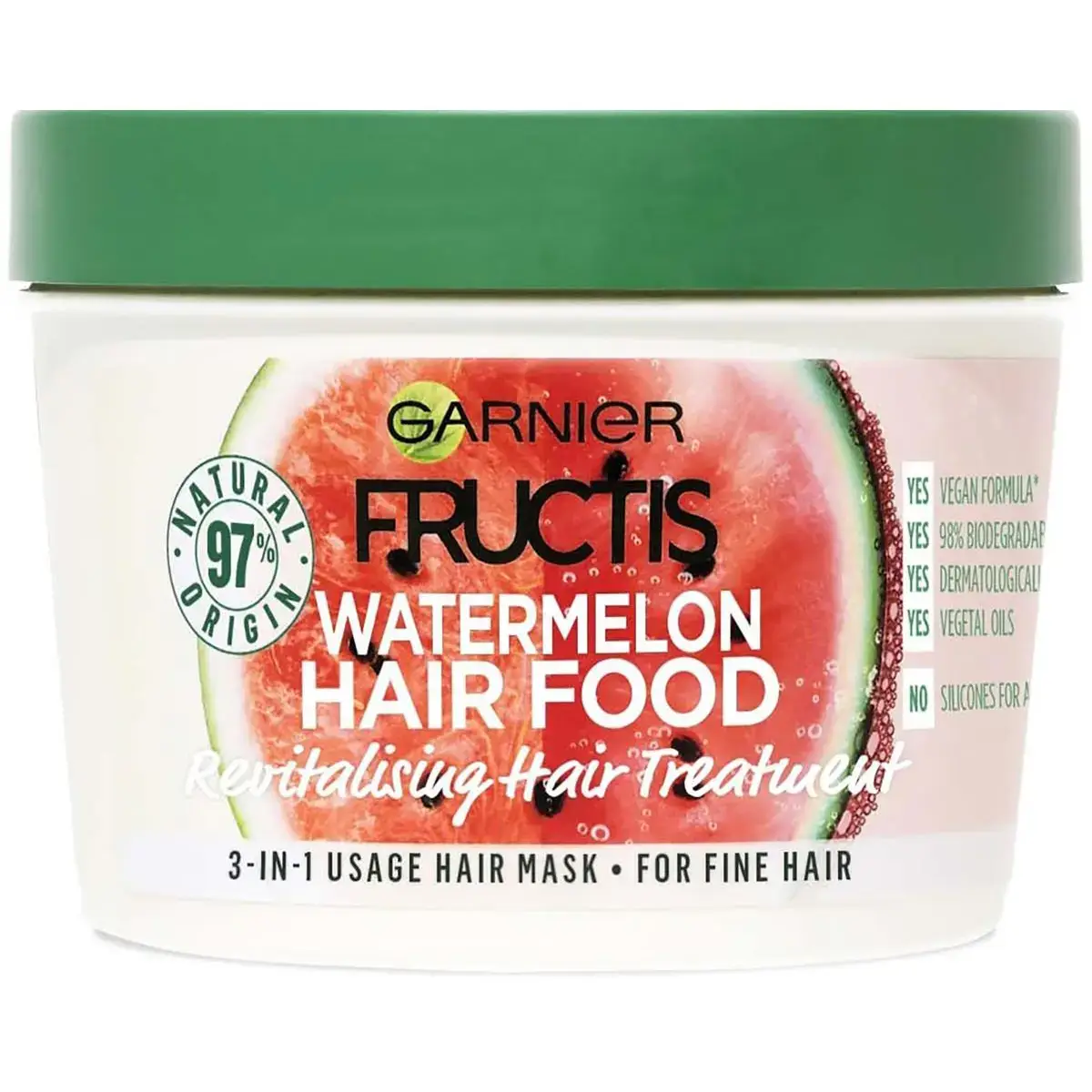 ماسک موی 3 کاره هندوانه گارنیه حجم دهنده و آبرسان 390 میل Garnier Fructis Hair Food Anguia Rivitalizzaute