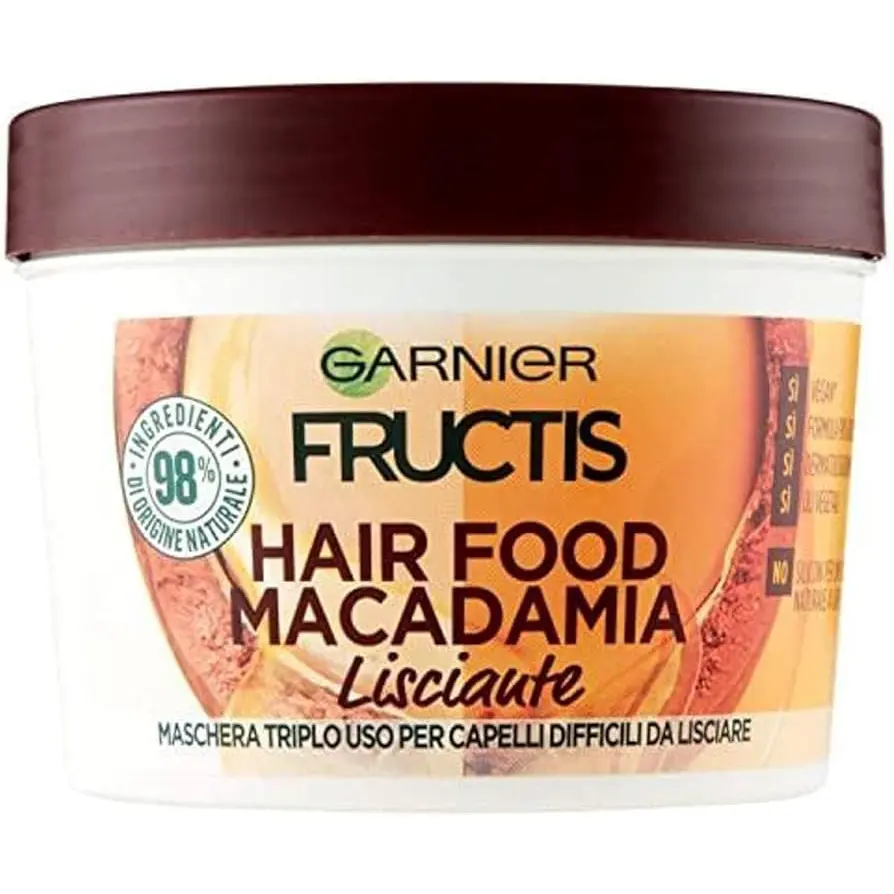 ماسک مو ۳ کاره گارنیه فروکتیس عصاره ماکادمیا مناسب موهای وز و خشک 390 میل Garnier Fructis hair food macadamia lisciaute