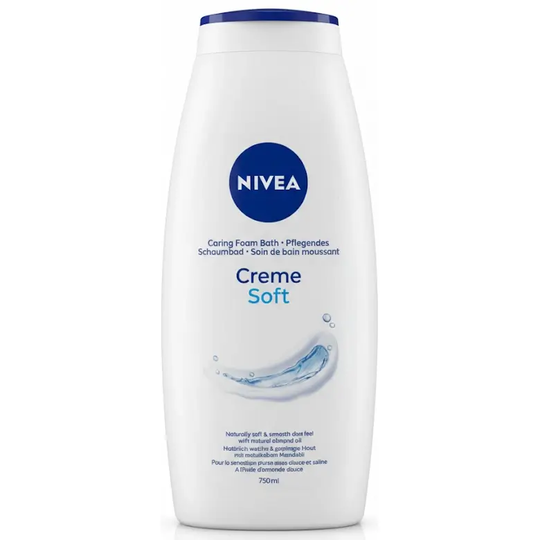 شامپو بدن کرمی و فوم حمام نیوآ مدل Creme Soft سافت حاوی روغن بادام 750 میل Nivea Creme Soft Caring Foam Bath — تصویر ۲