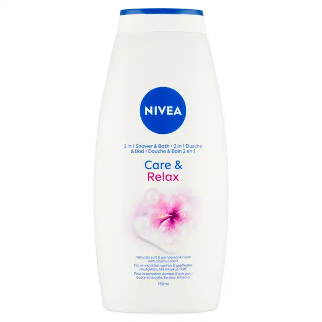 شامپو بدن و فوم وان نیوآ ویتامینه با رایحه هیبیسکوس ۷۵۰ میل NIVEA Care and Relax 2-in-1 Bath and Shower Gel