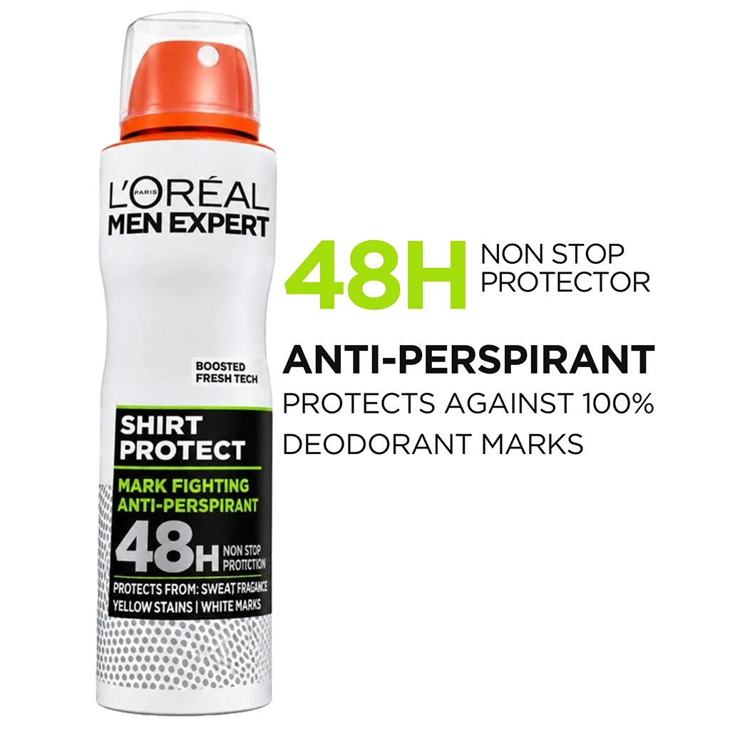 اسپری ضد تعریق مردانه لورال Men Expert Shirt Protect 48H حجم 150 میلی‌لیتر — تصویر ۳