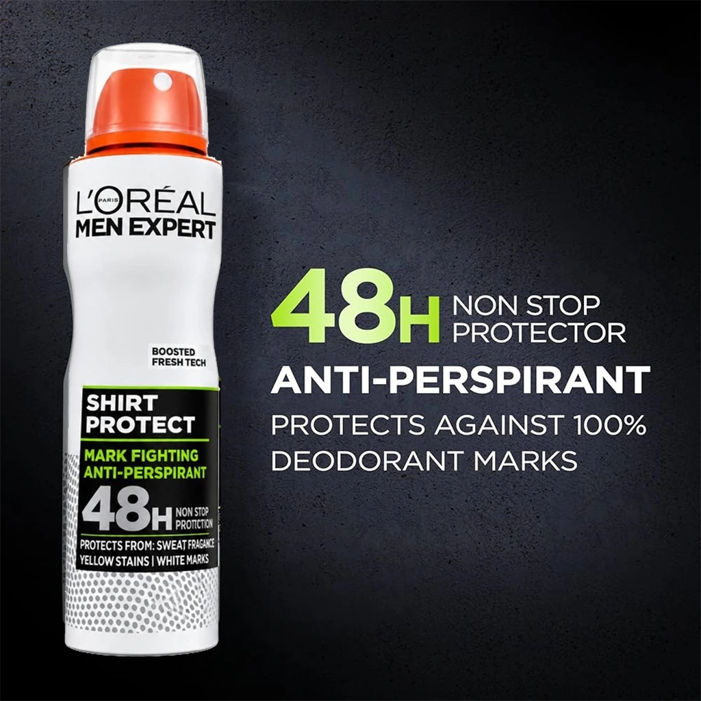 اسپری ضد تعریق مردانه لورال Men Expert Shirt Protect 48H حجم 150 میلی‌لیتر — تصویر ۴