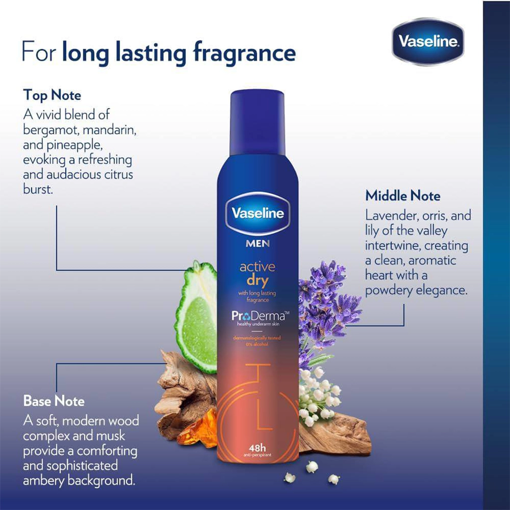 اسپری ضد تعریق وازلین مدل اکتیو درای Vaseline Active Dry — تصویر ۳