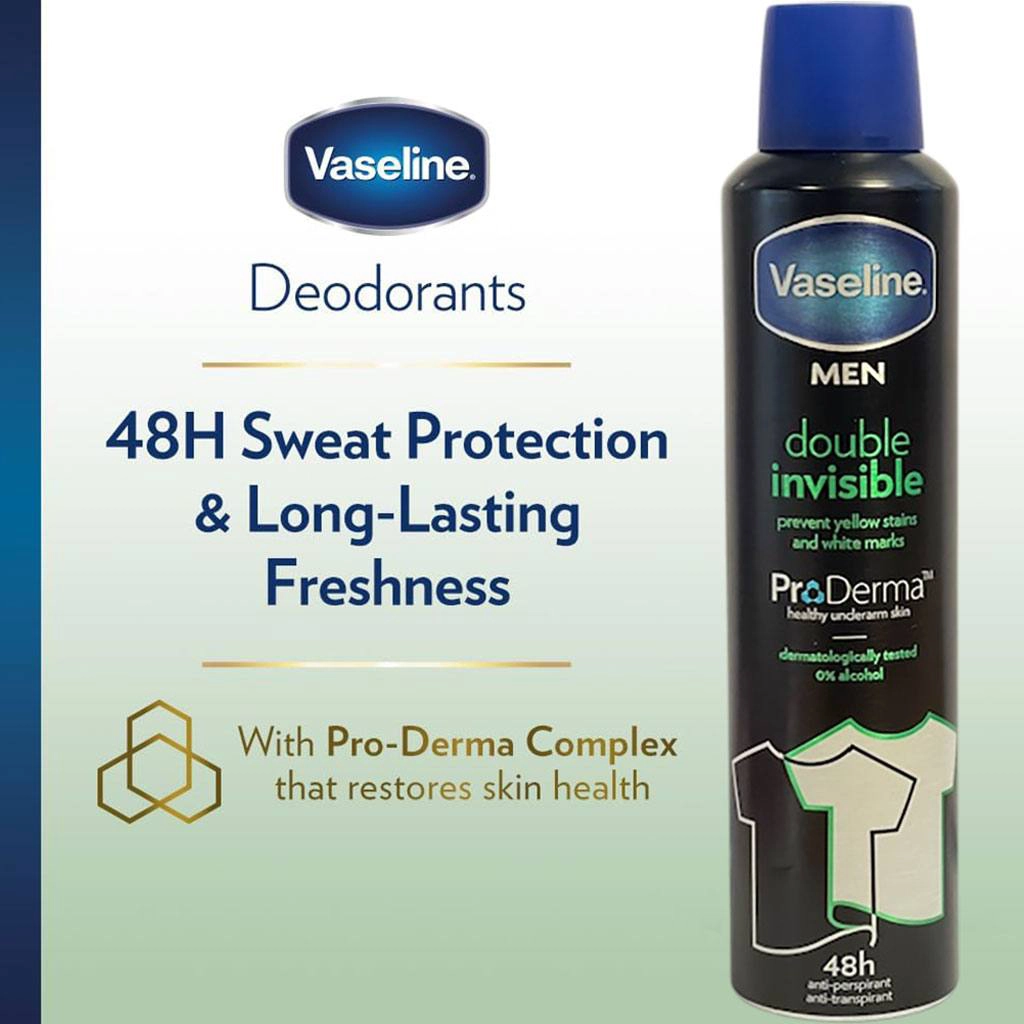 اسپری ضد تعریق وازلین مردانه مدل Vaseline Double Invisible — تصویر ۳