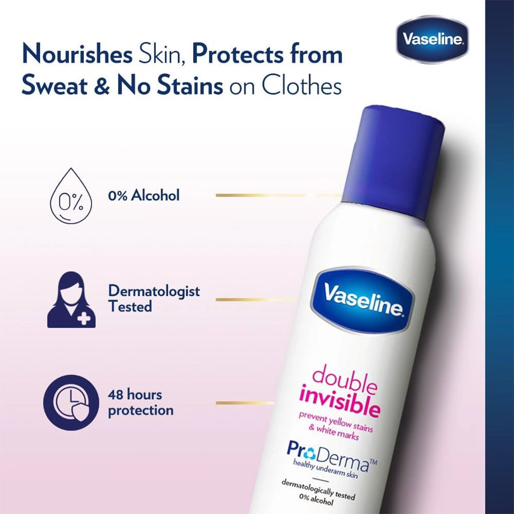 اسپری ضد تعریق وازلین مدل دابل اینویزیبل Vassline Double Invisible — تصویر ۵