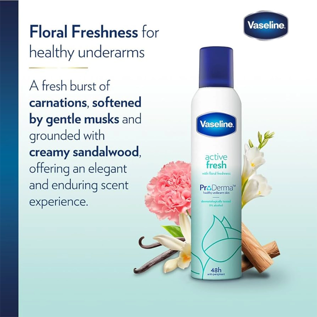 اسپری ضد تعریق وازلین مدل اکتیو فرش Vaselina Active Fresh — تصویر ۳
