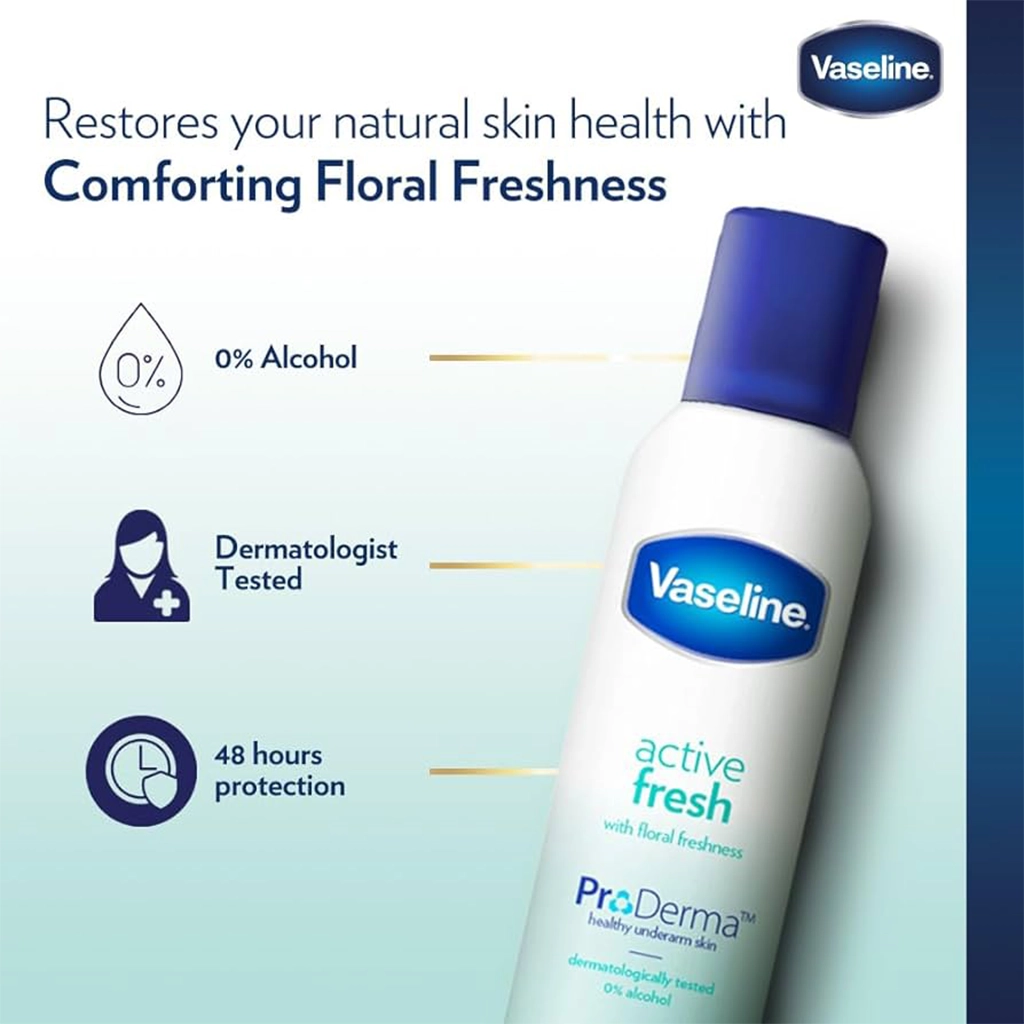 اسپری ضد تعریق وازلین مدل اکتیو فرش Vaselina Active Fresh — تصویر ۵