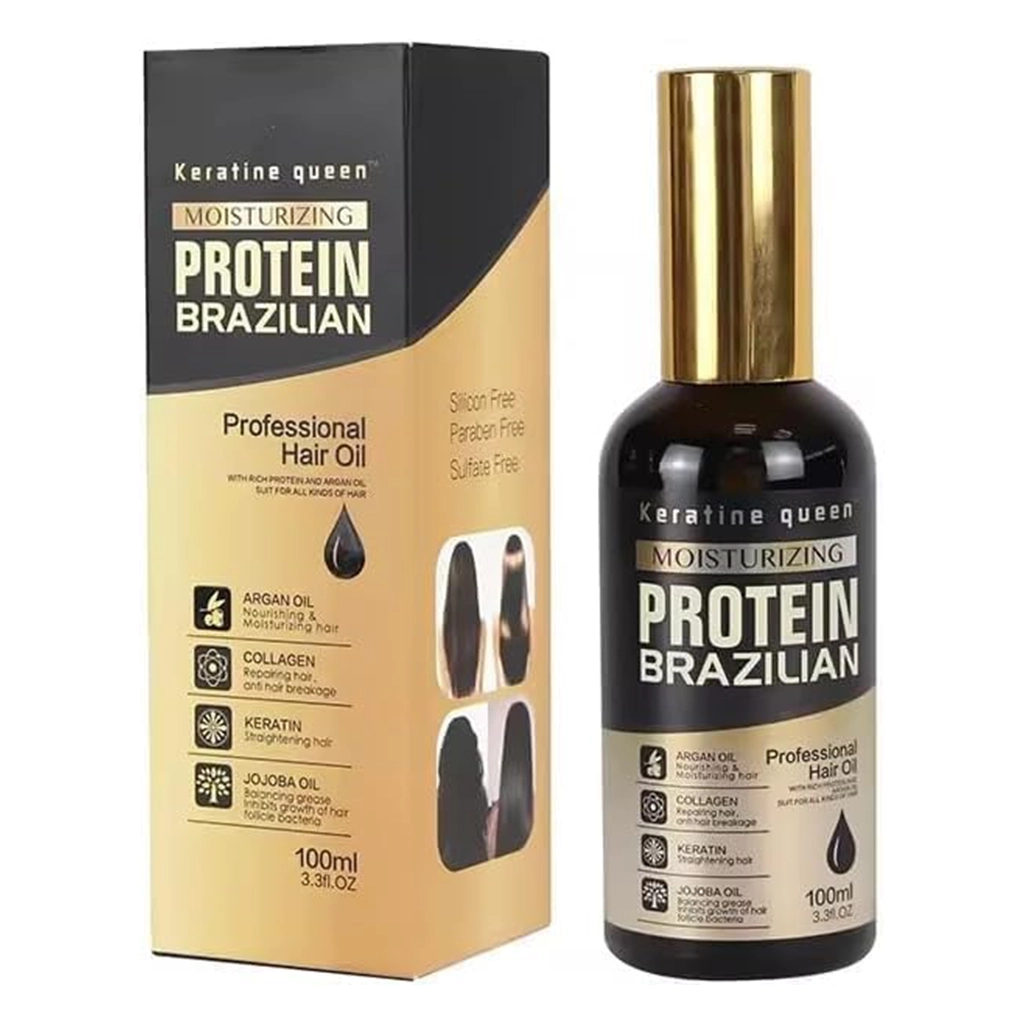 روغن مو پروتئینه برزیلی کراتینه کوئین Keratin Queen Moisturizing Protein Brazilian Hair Oil — تصویر ۳
