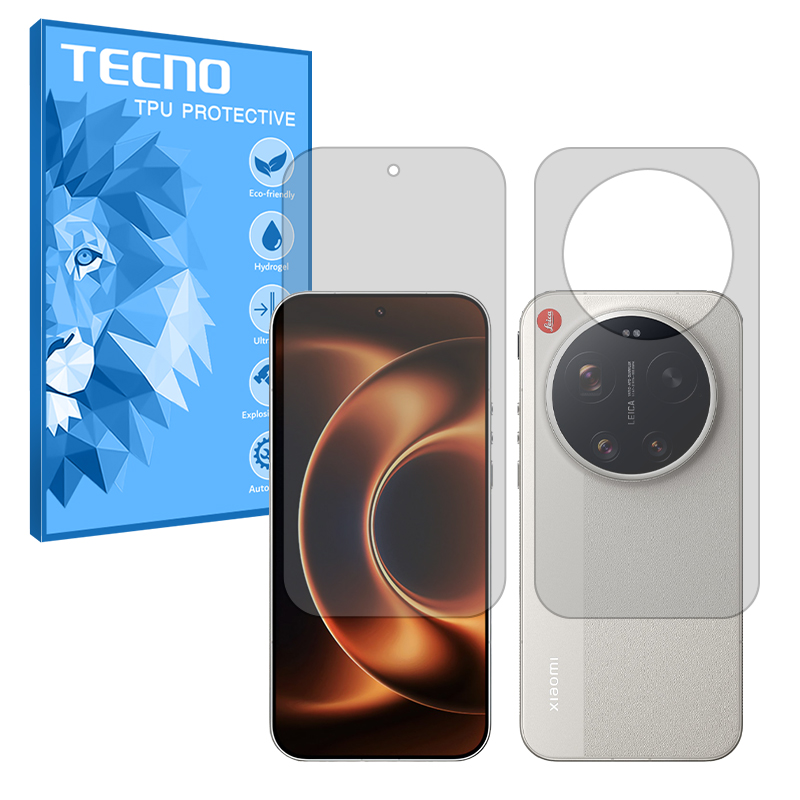 گلس صفحه نمایش و پشت گوشی شیائومی 17 Ultra مدل هیدروژلی شفاف برند تکنو — تصویر ۲