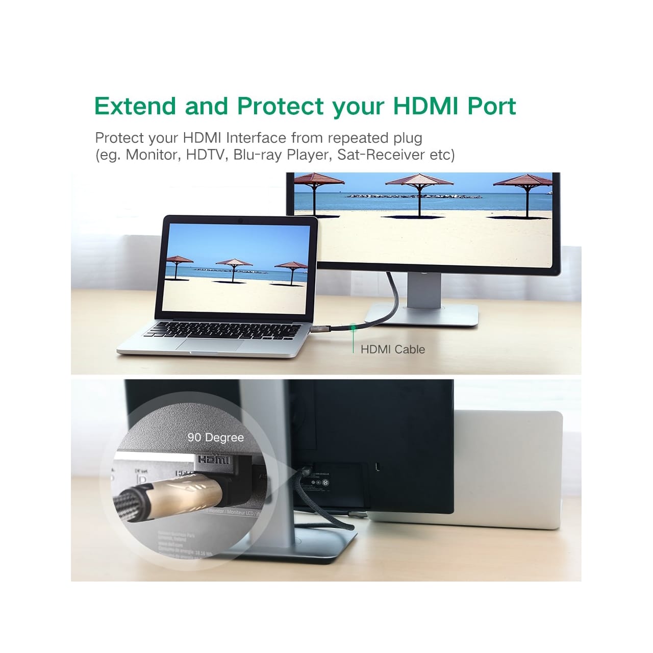 تبدیل hdmi زاویه دار 90 درجه یوگرین مدل 20109 — تصویر ۷
