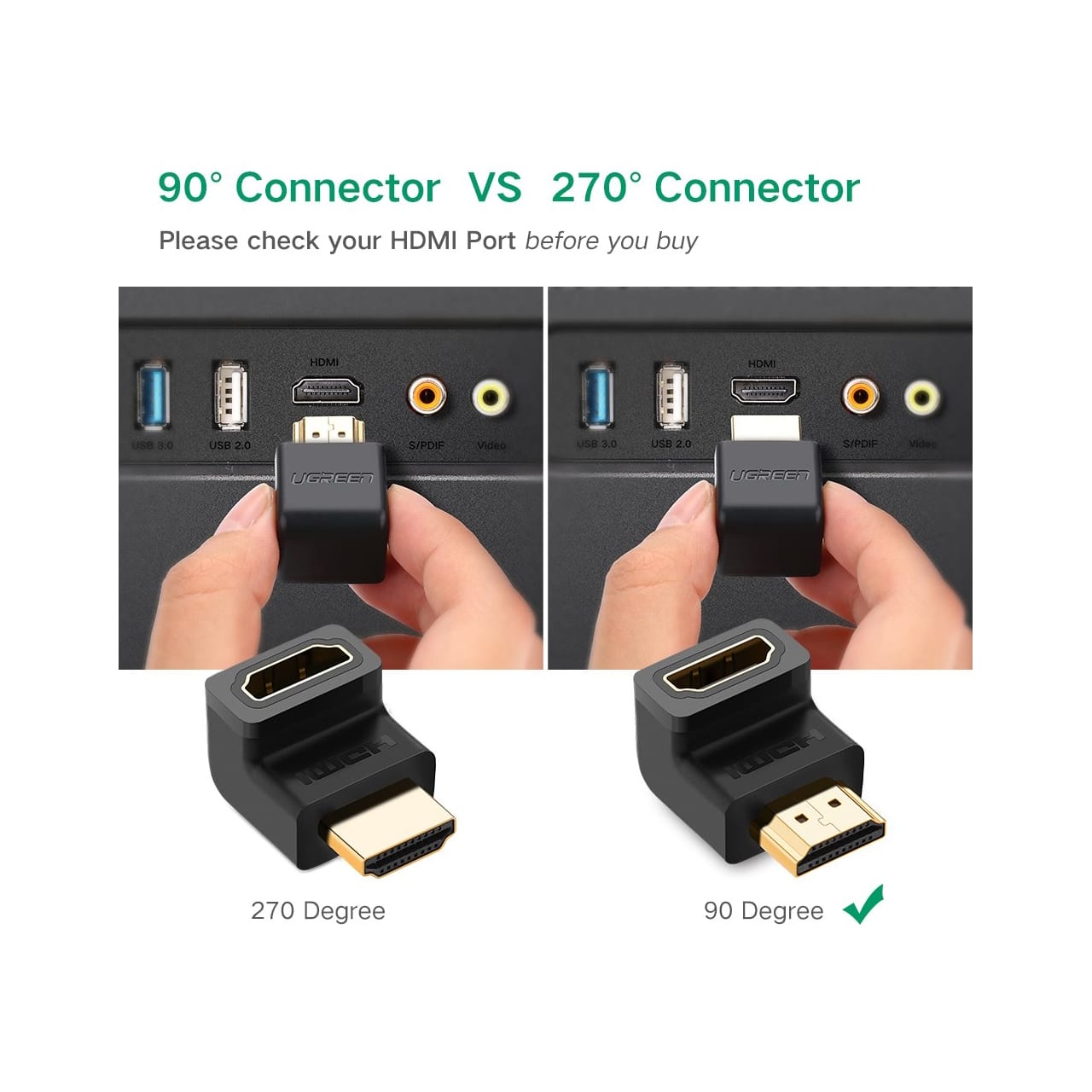 تبدیل hdmi زاویه دار 90 درجه یوگرین مدل 20109 — تصویر ۸